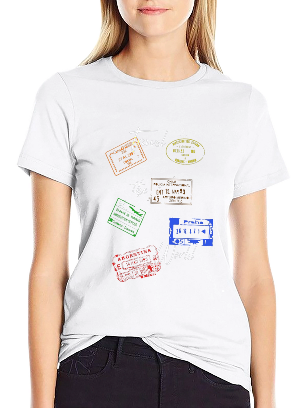 Travel The World Stamp Graphic T-Shirt