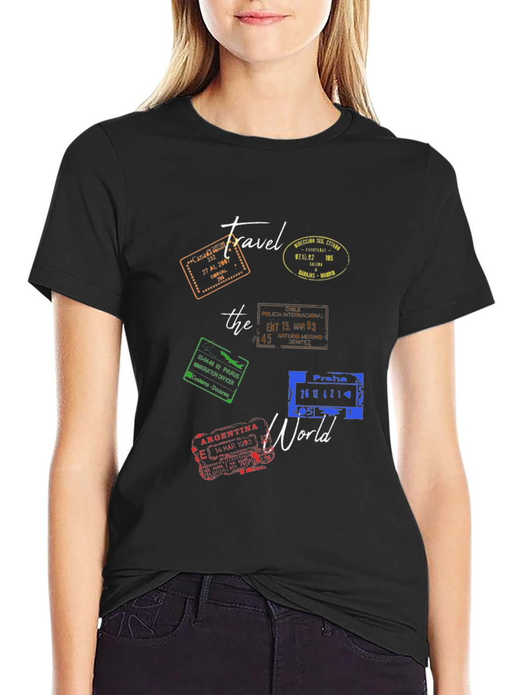 Travel The World Stamp Graphic T-Shirt