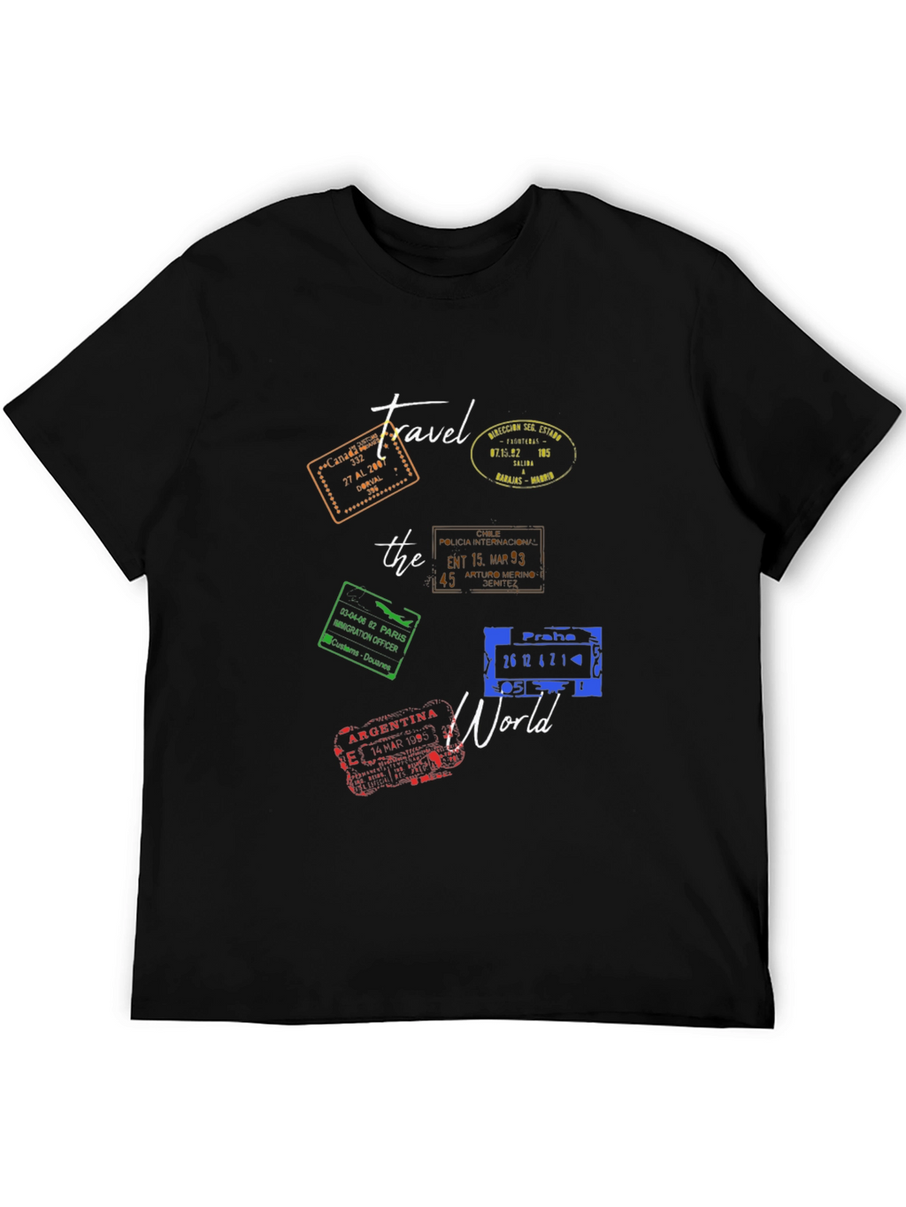 Travel The World Stamp Graphic T-Shirt