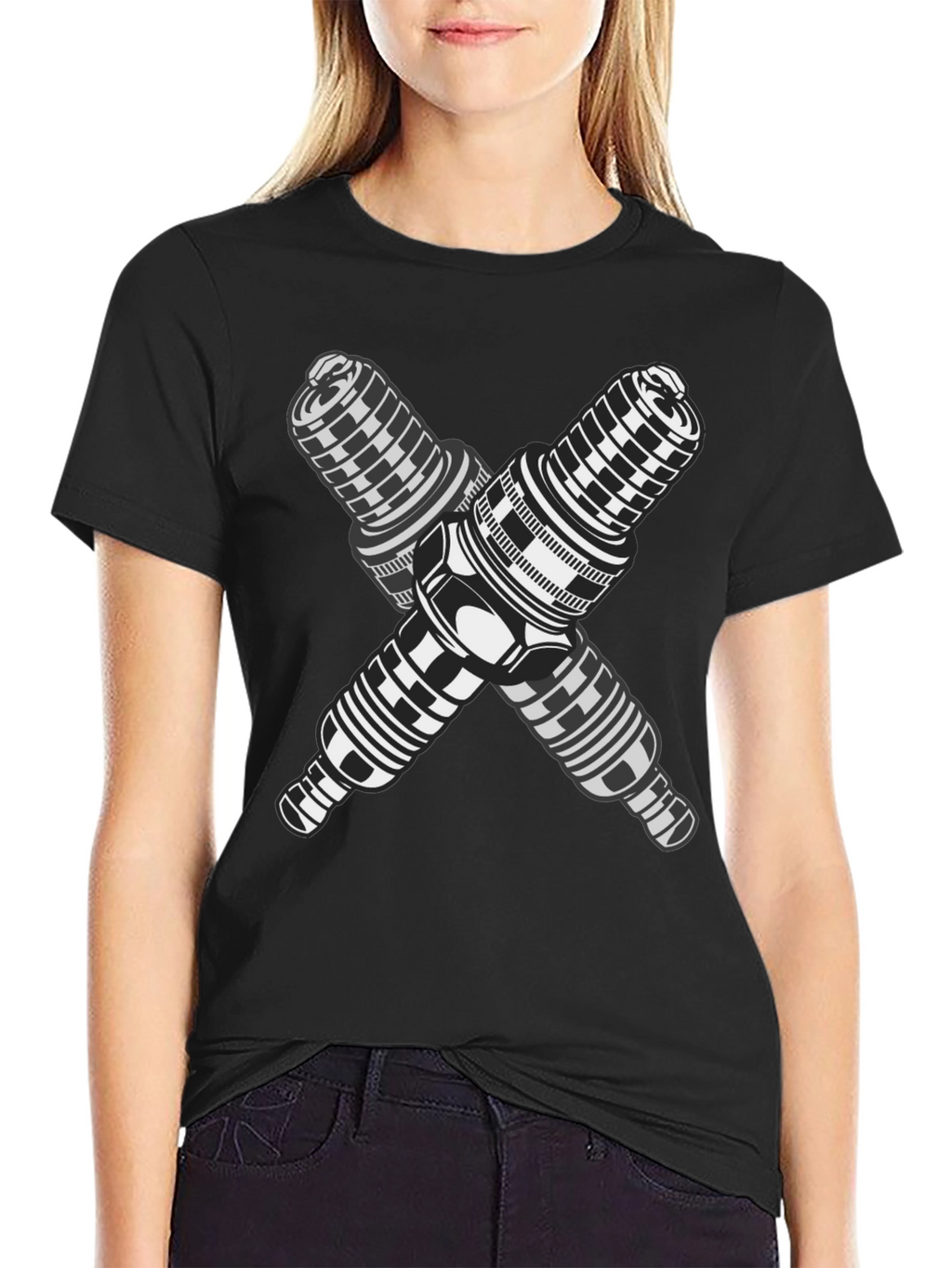 Crossed Spark Plugs Graphic T-Shirt