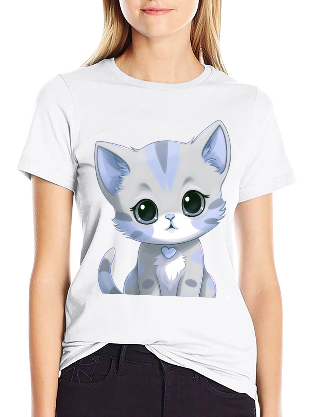 Cute Kitten Graphic Tee - Soft Style Black Shirt