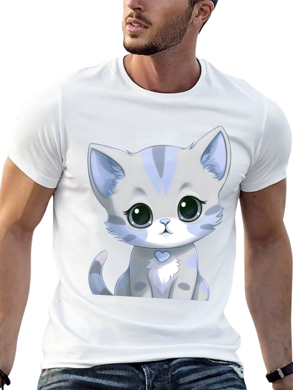 Cute Kitten Graphic Tee - Soft Style Black Shirt