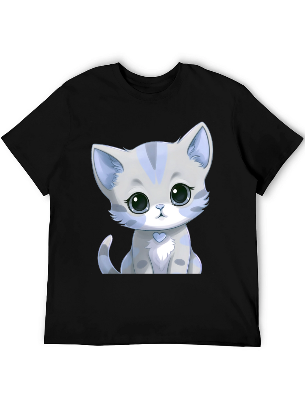 Cute Kitten Graphic Tee - Soft Style Black Shirt