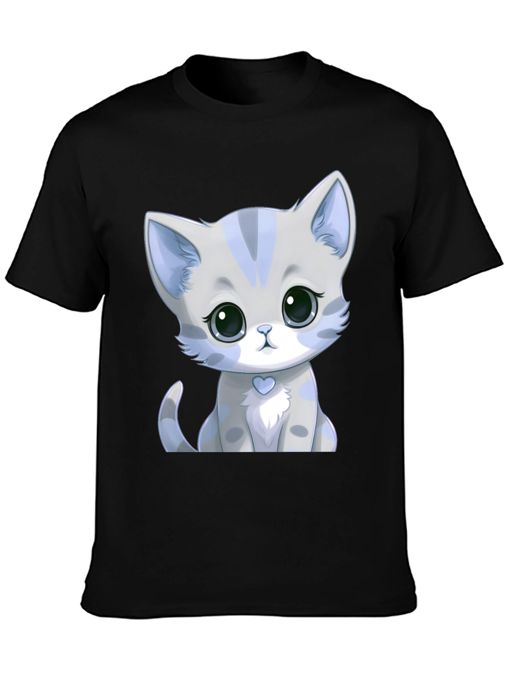 Cute Kitten Graphic Tee - Soft Style Black Shirt