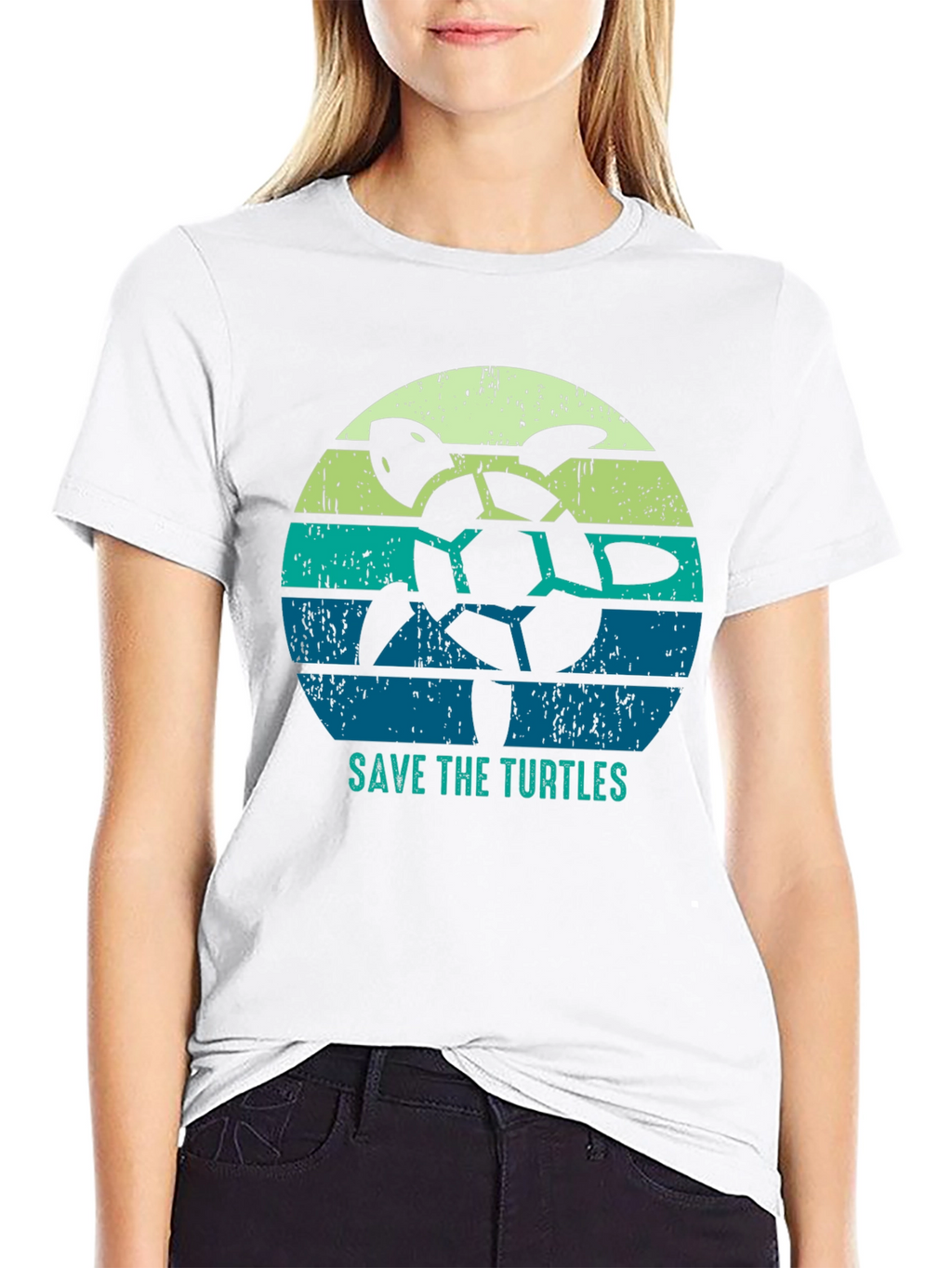 Save the Turtles Graphic Tee - Black Cotton T-Shirt