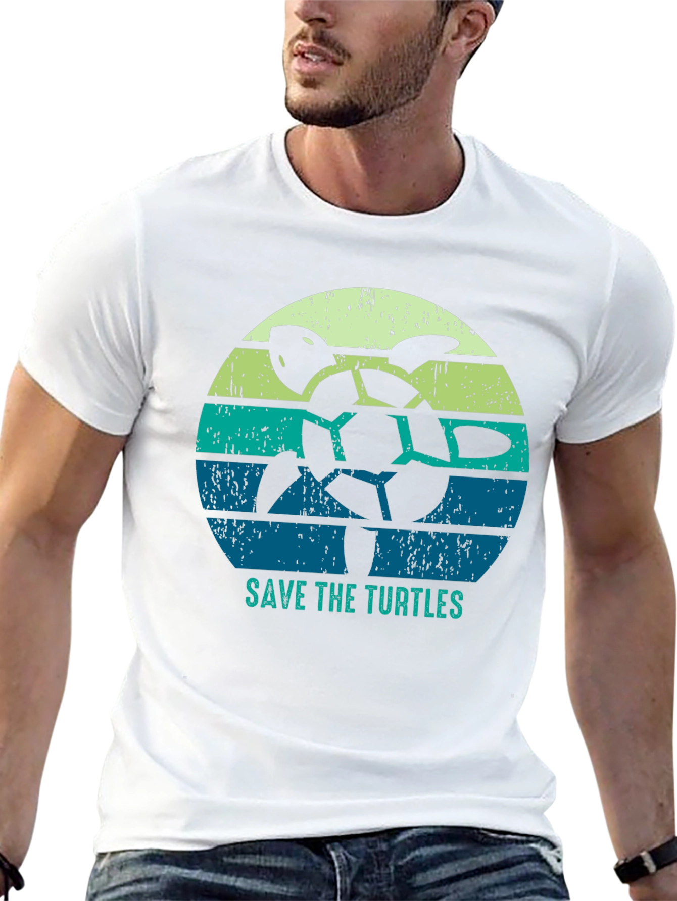 Save the Turtles Graphic Tee - Black Cotton T-Shirt