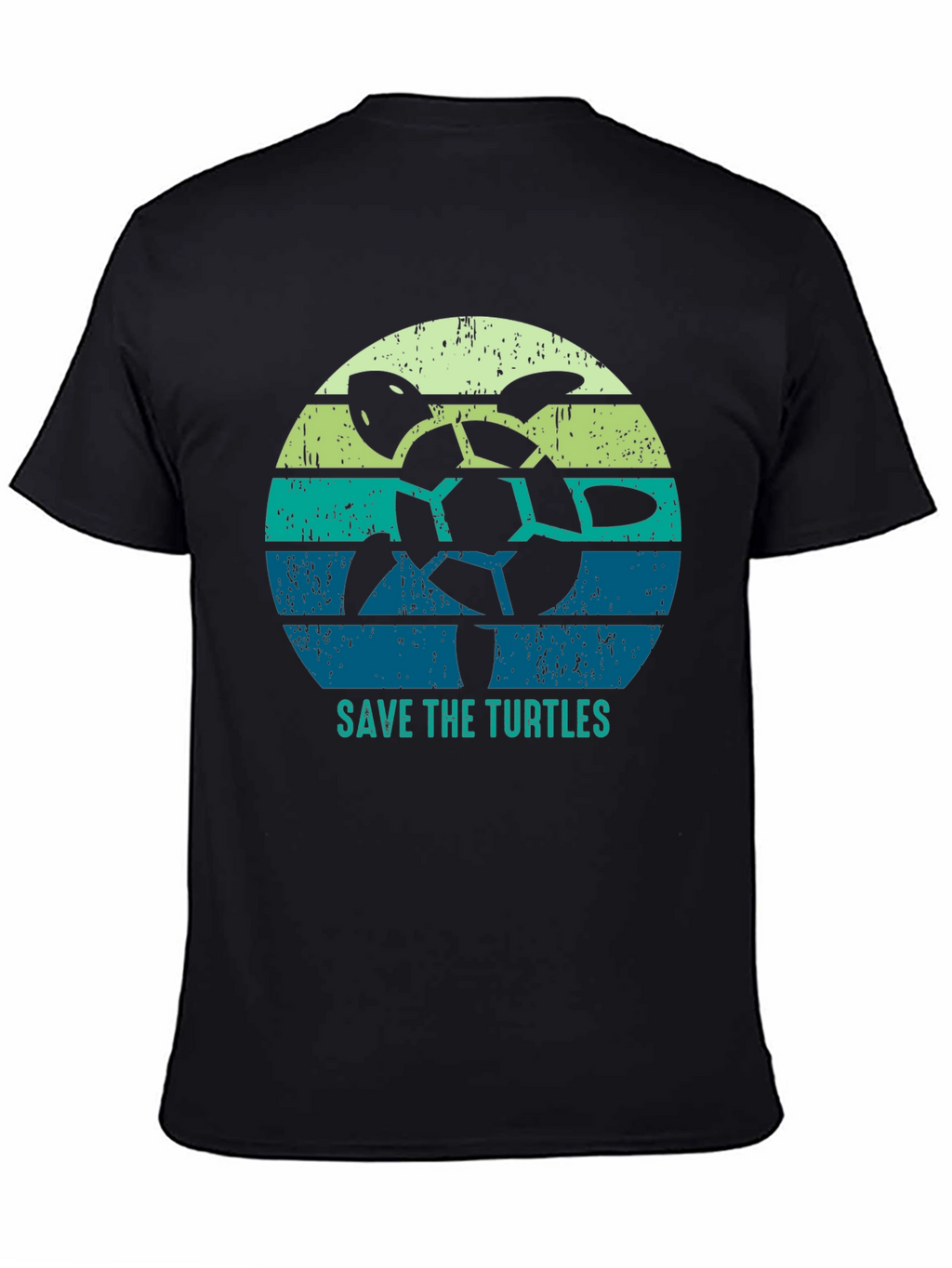 Save the Turtles Graphic Tee - Black Cotton T-Shirt