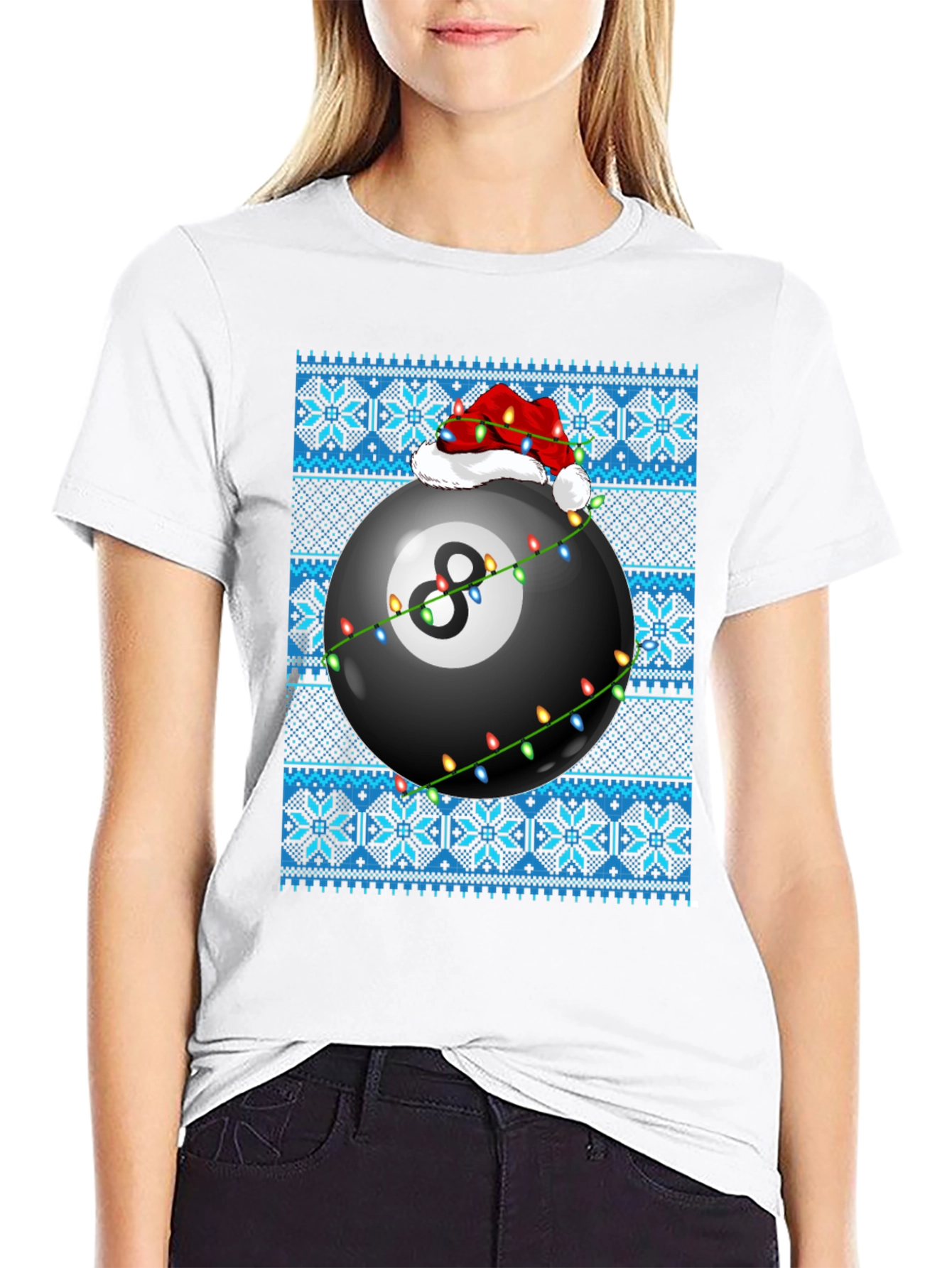 Festive 8-Ball Ugly Christmas Sweater T-Shirt