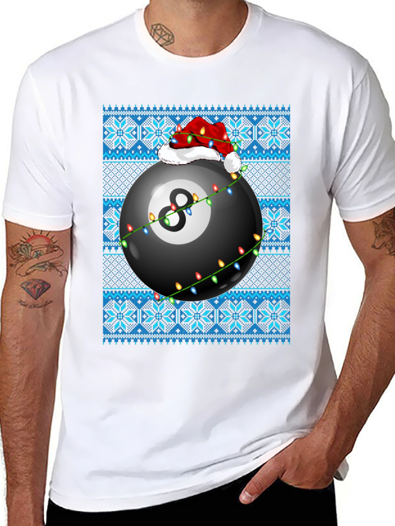 Festive 8-Ball Ugly Christmas Sweater T-Shirt