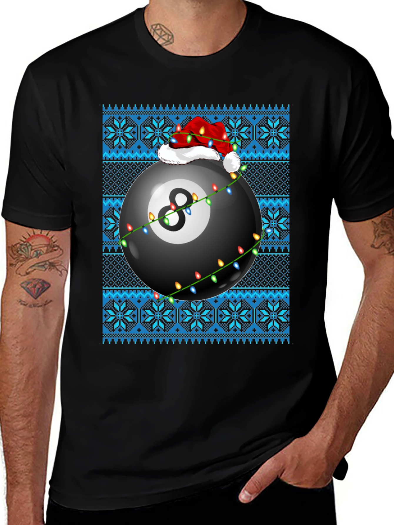 Festive 8-Ball Ugly Christmas Sweater T-Shirt