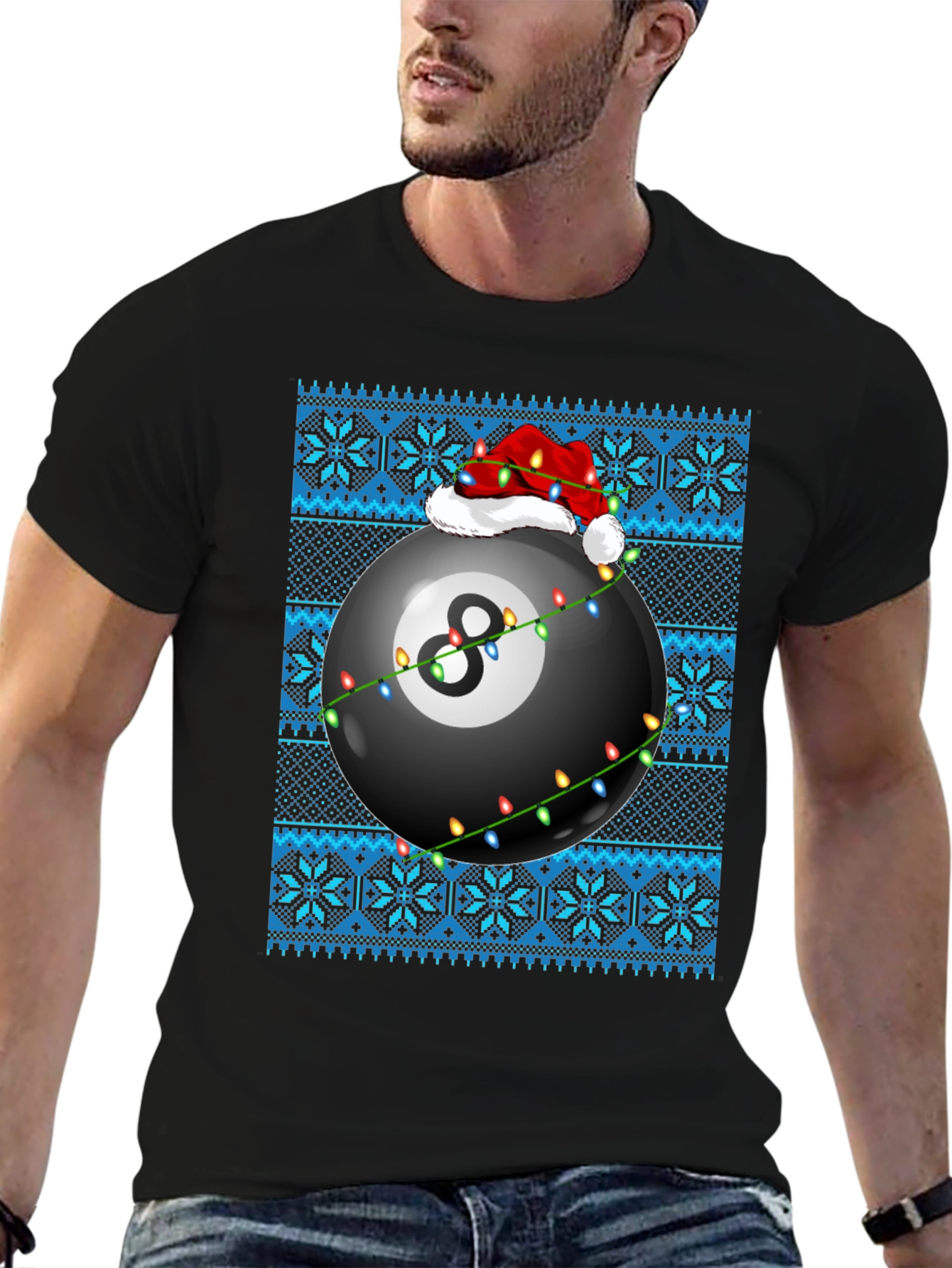 Festive 8-Ball Ugly Christmas Sweater T-Shirt
