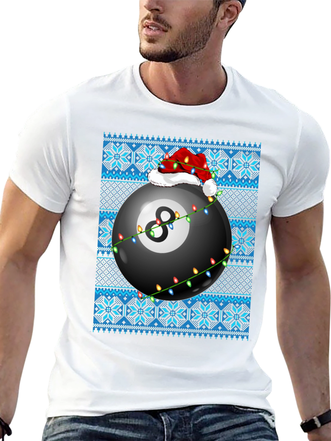 Festive 8-Ball Ugly Christmas Sweater T-Shirt