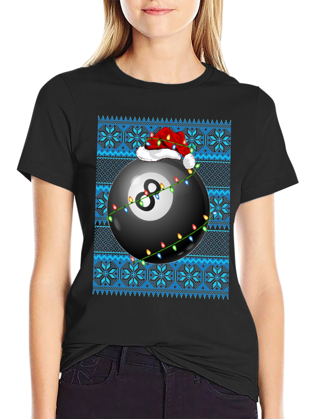 Festive 8-Ball Ugly Christmas Sweater T-Shirt