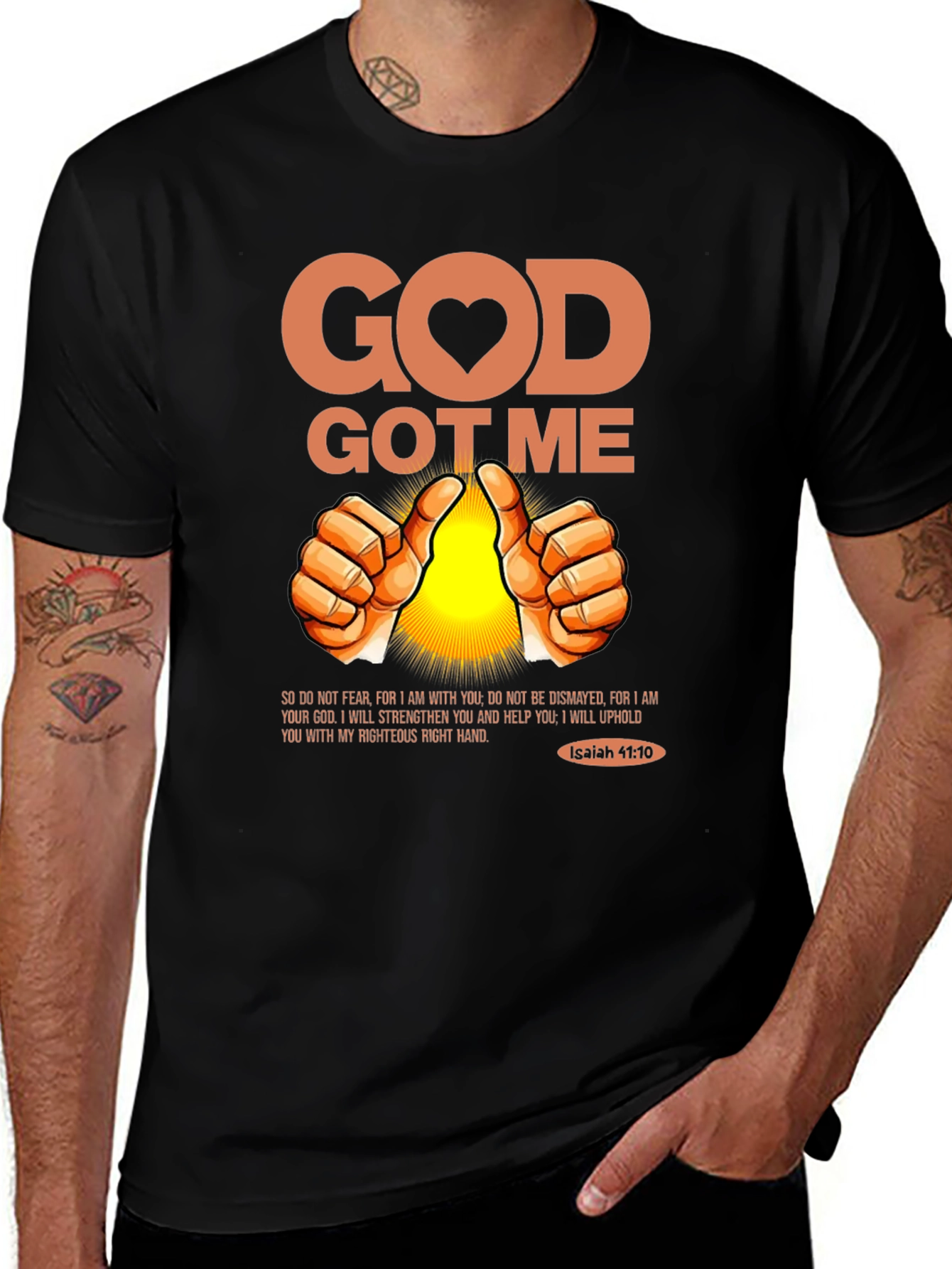 God Got Me Christian T-Shirt - Isaiah 41:10 Black Tee