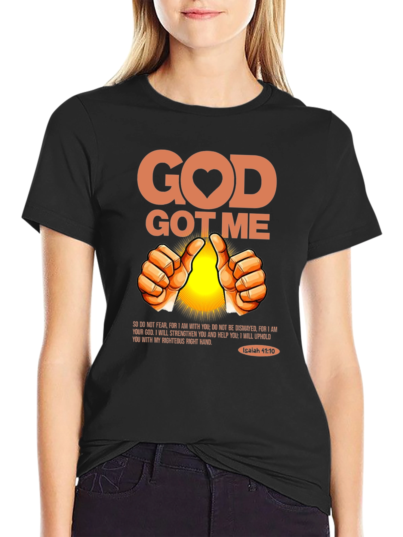 God Got Me Christian T-Shirt - Isaiah 41:10 Black Tee