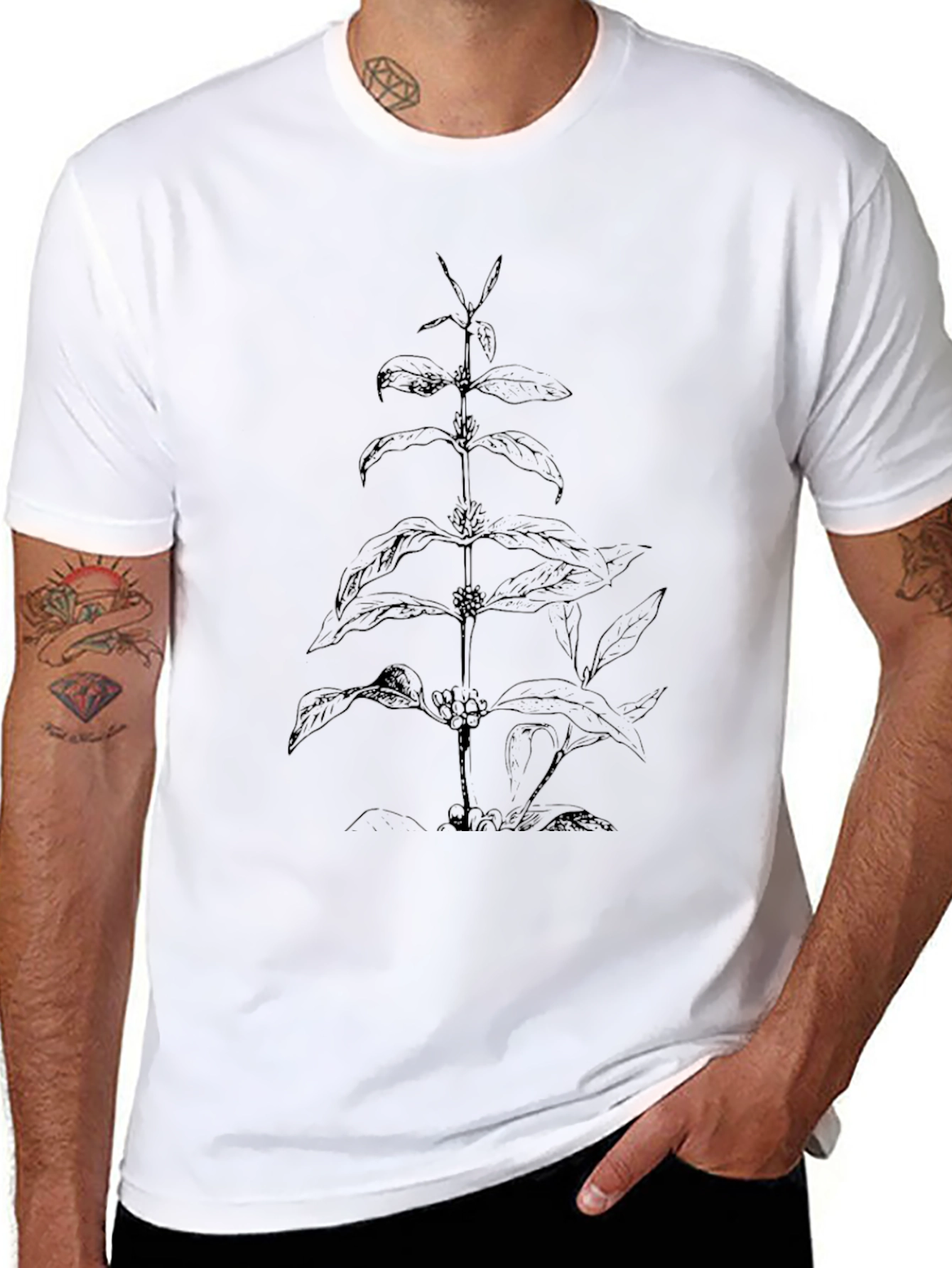 Botanical Plant Graphic Black T-Shirt