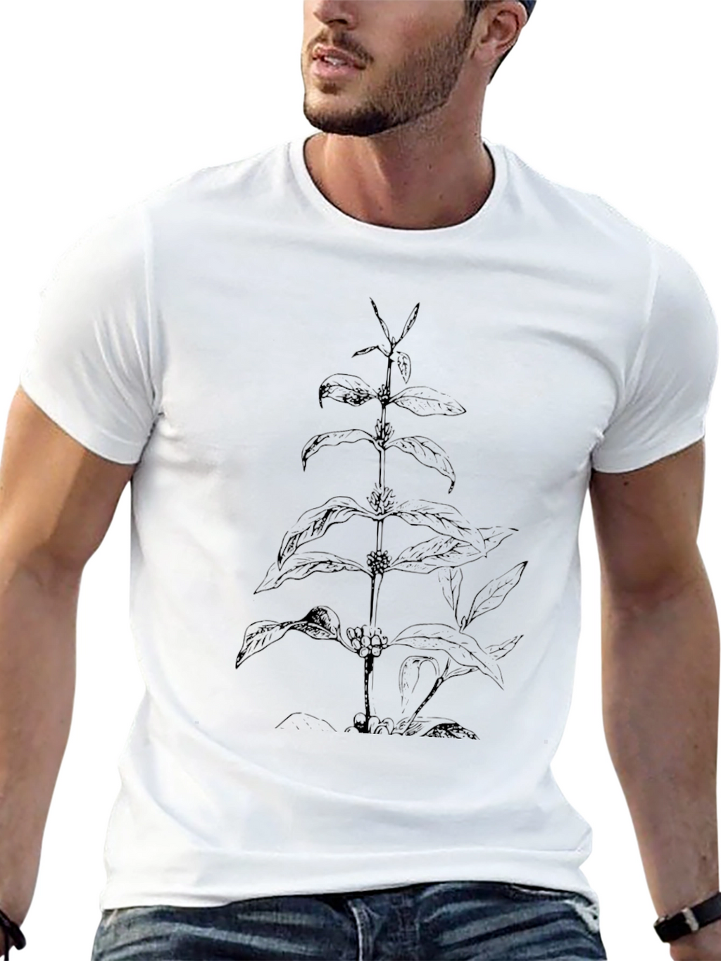 Botanical Plant Graphic Black T-Shirt