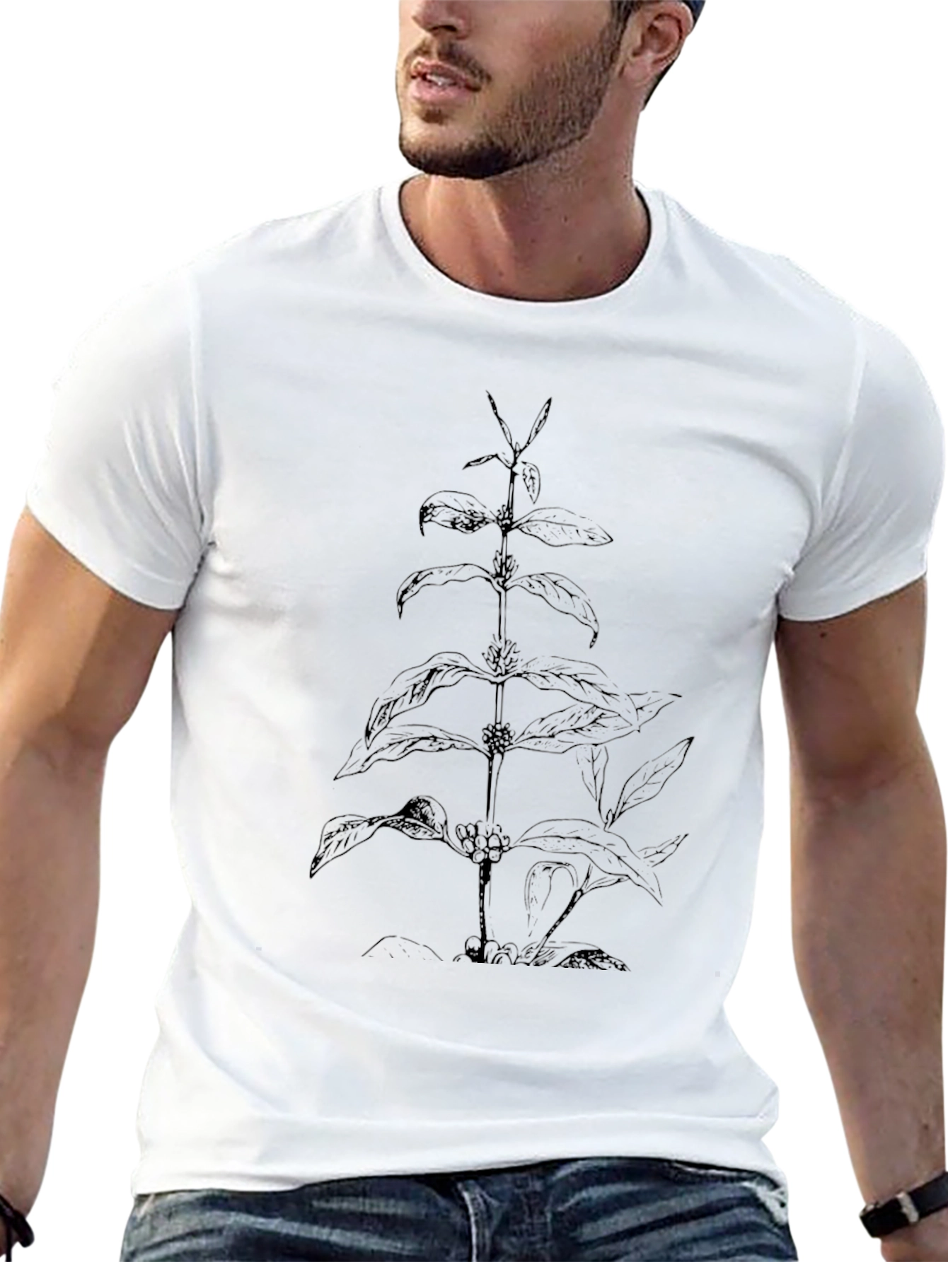 Botanical Plant Graphic Black T-Shirt