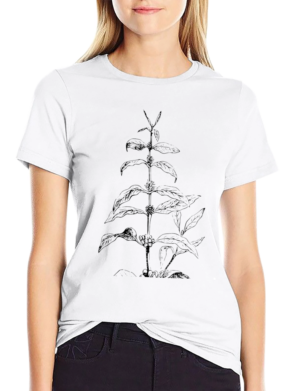 Botanical Plant Graphic Black T-Shirt