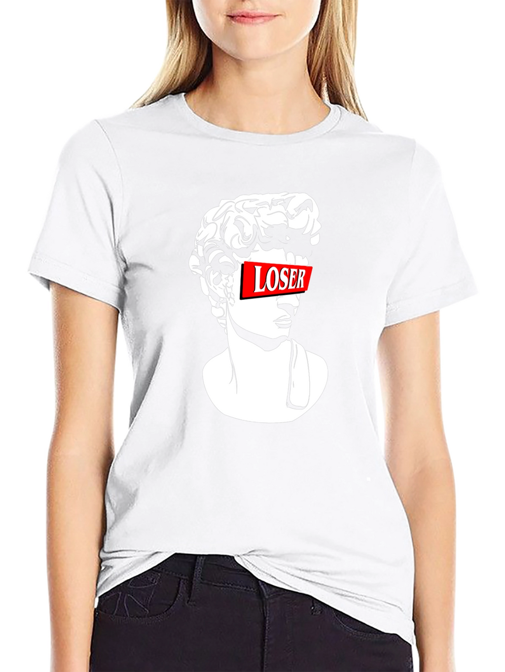 Loser Statue Graphic T-Shirt - Black