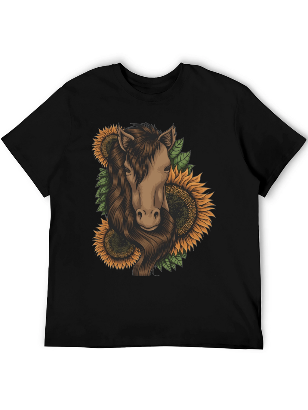 Horse and Sunflower Graphic T-Shirt