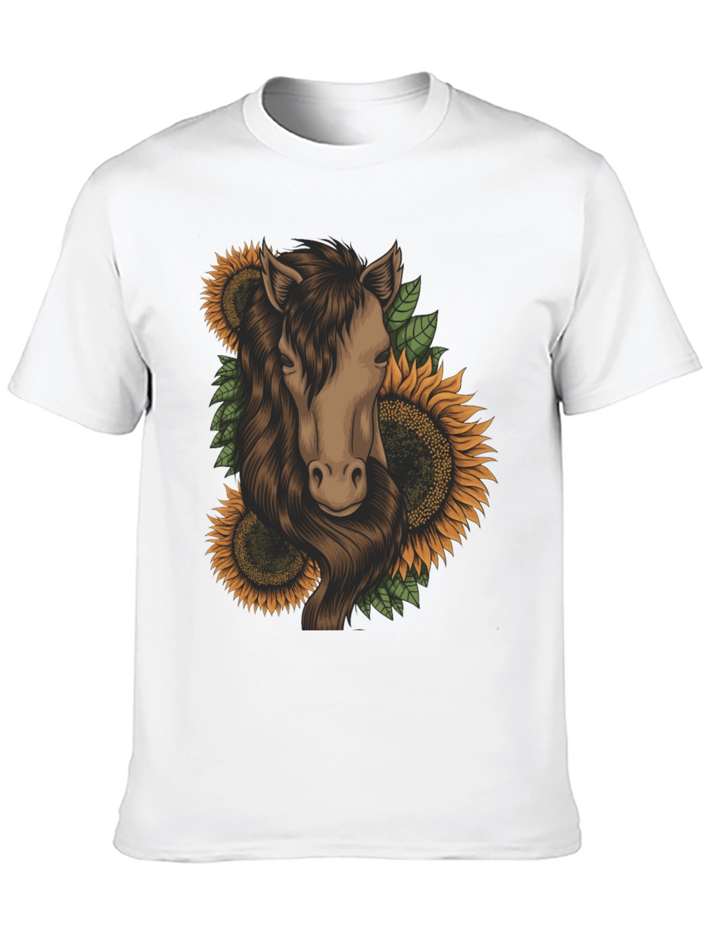Horse and Sunflower Graphic T-Shirt