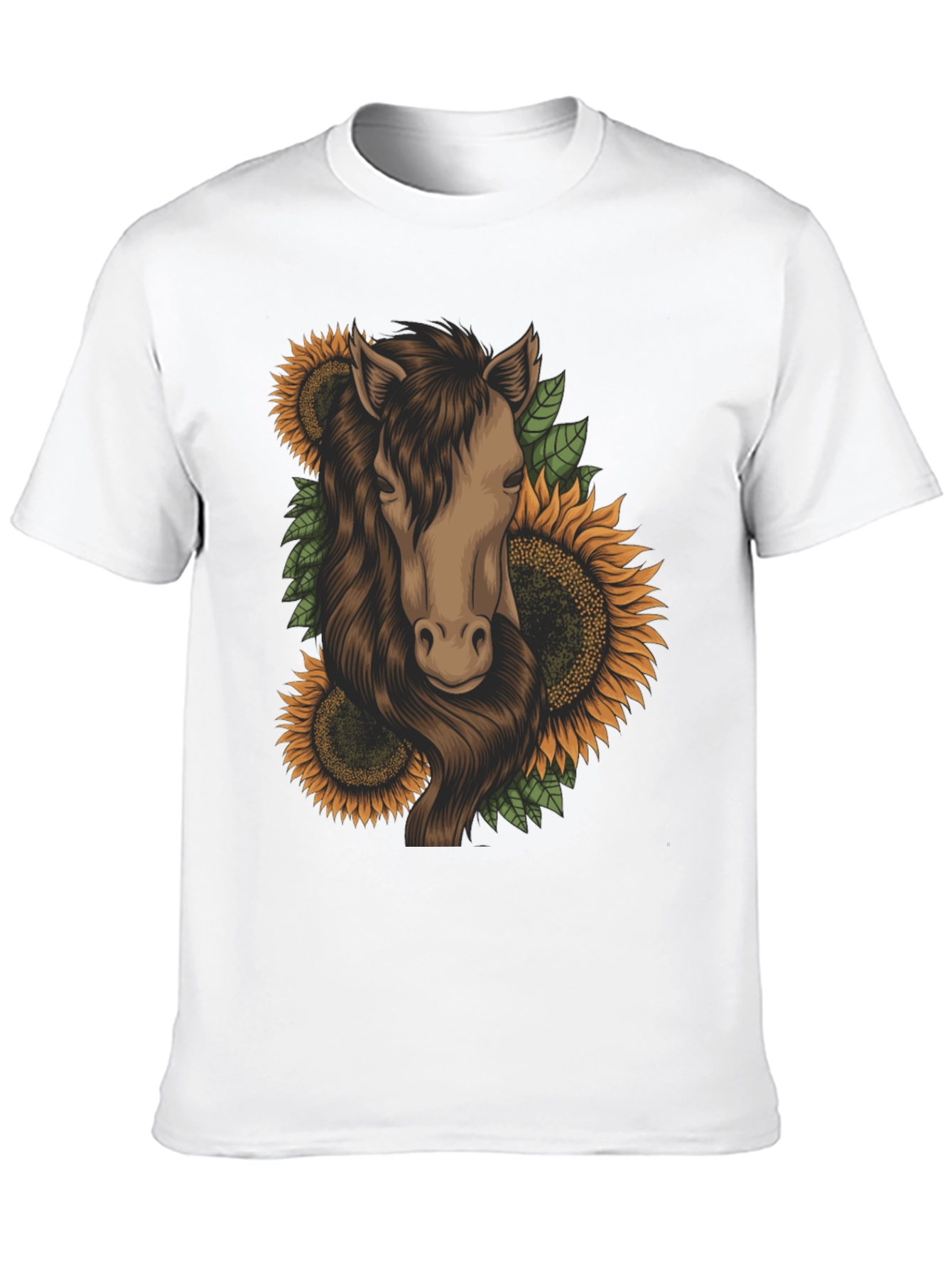 Horse and Sunflower Graphic T-Shirt