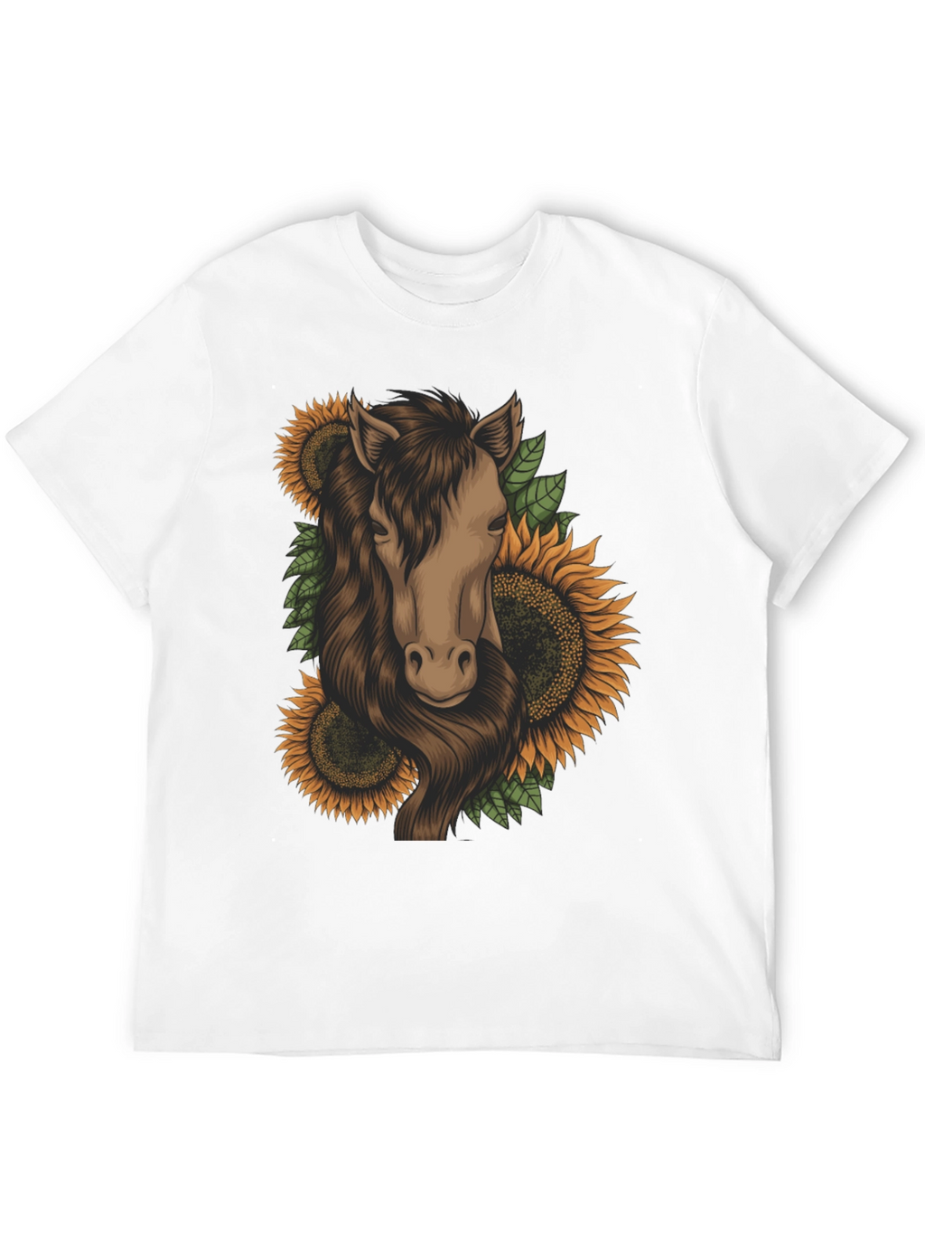 Horse and Sunflower Graphic T-Shirt