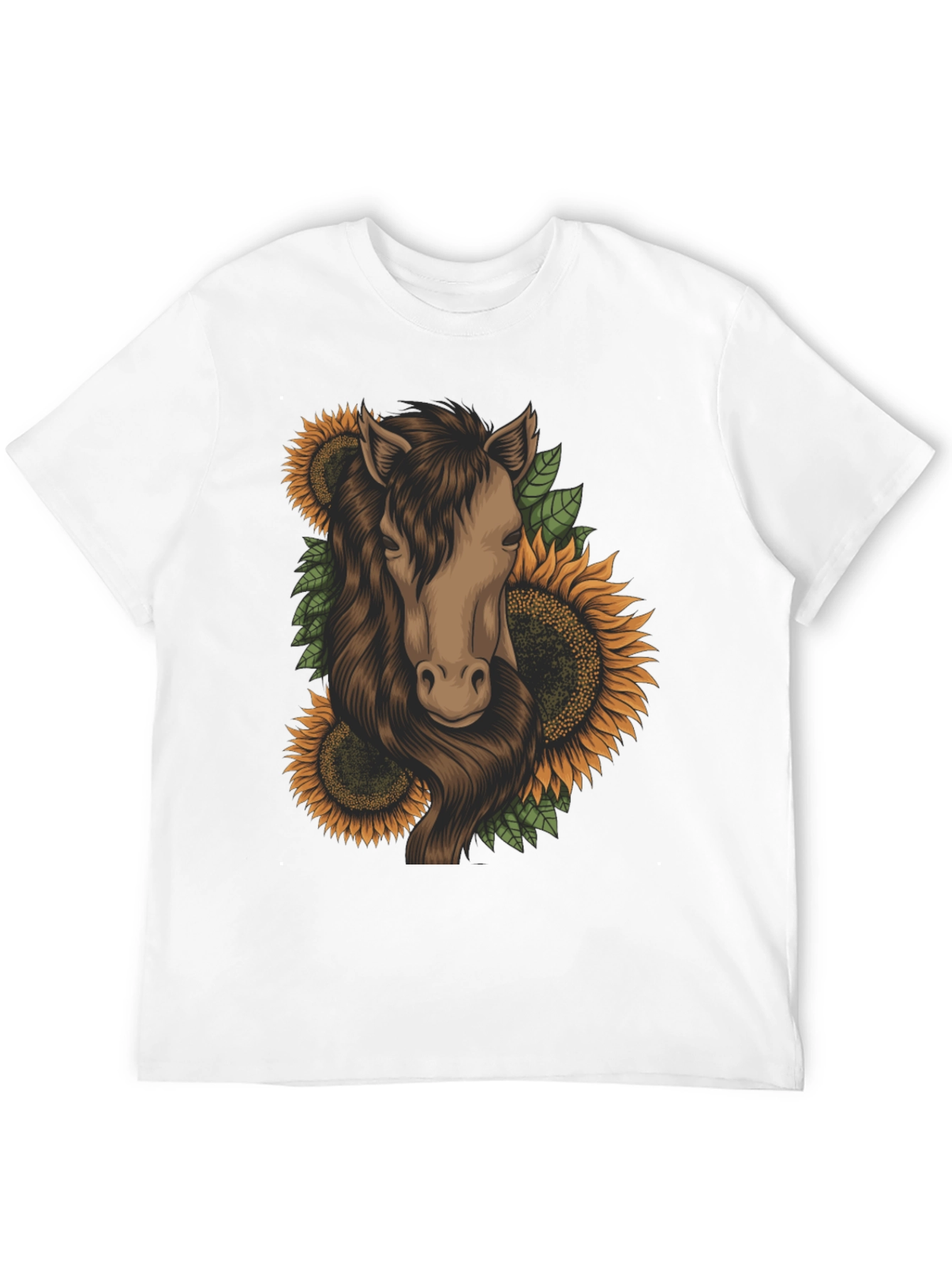 Horse and Sunflower Graphic T-Shirt