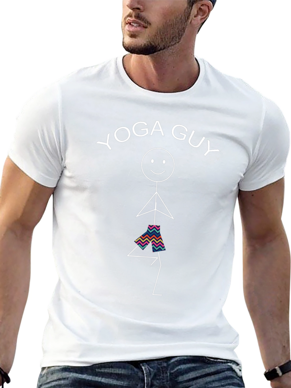 Yoga Guy Graphic Tee - Black Cotton Blend Shirt