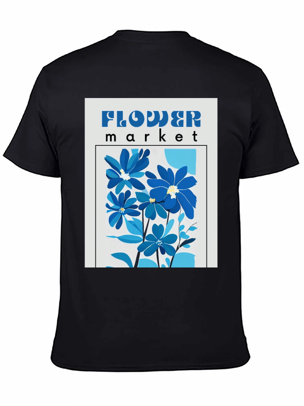 Blue Flower Market Graphic Print T-Shirt