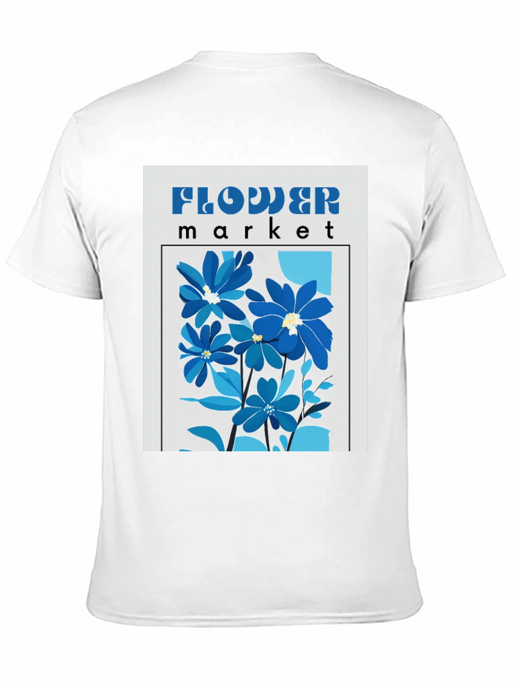Blue Flower Market Graphic Print T-Shirt