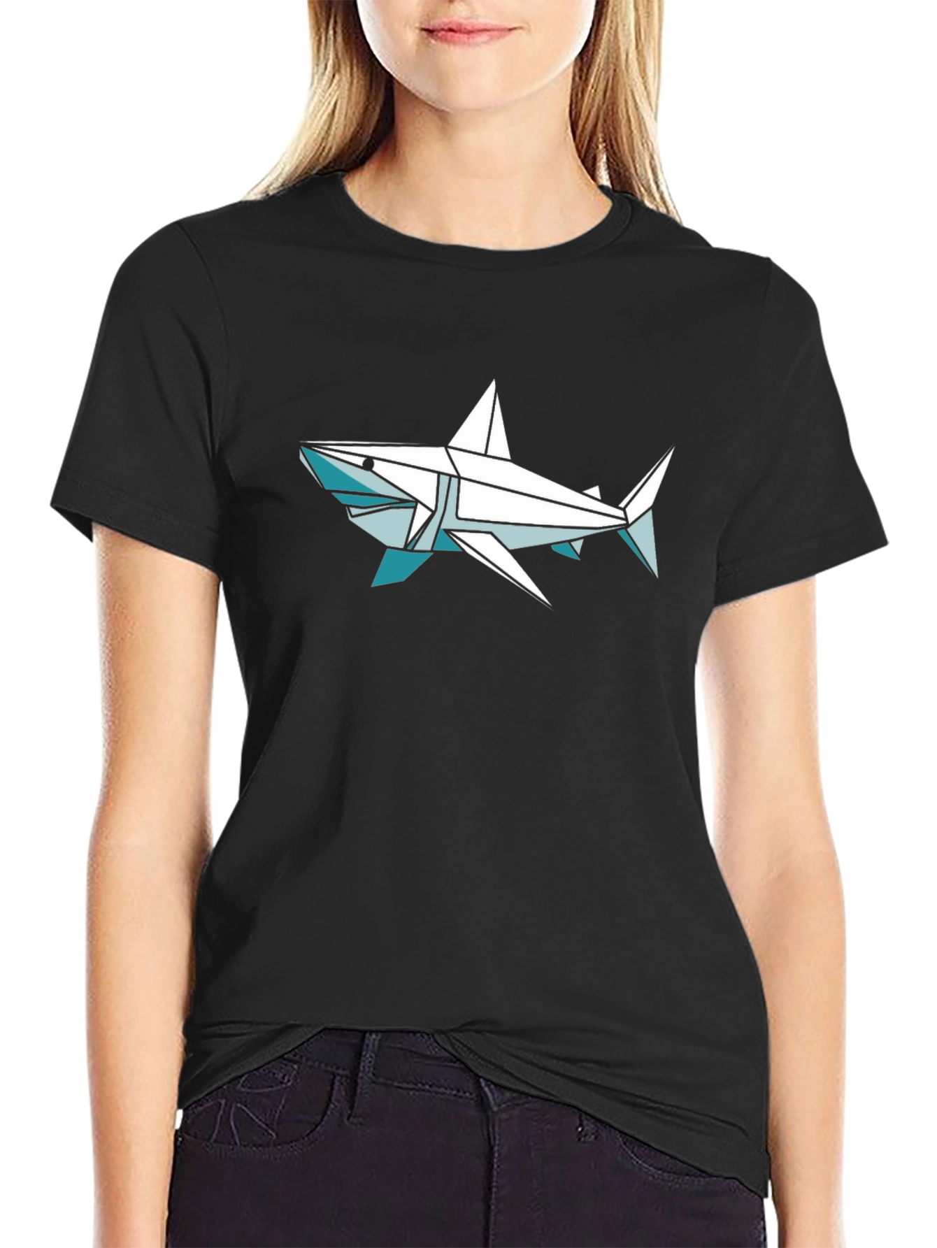 Origami Shark Graphic Tee - Stylish Cotton Comfort