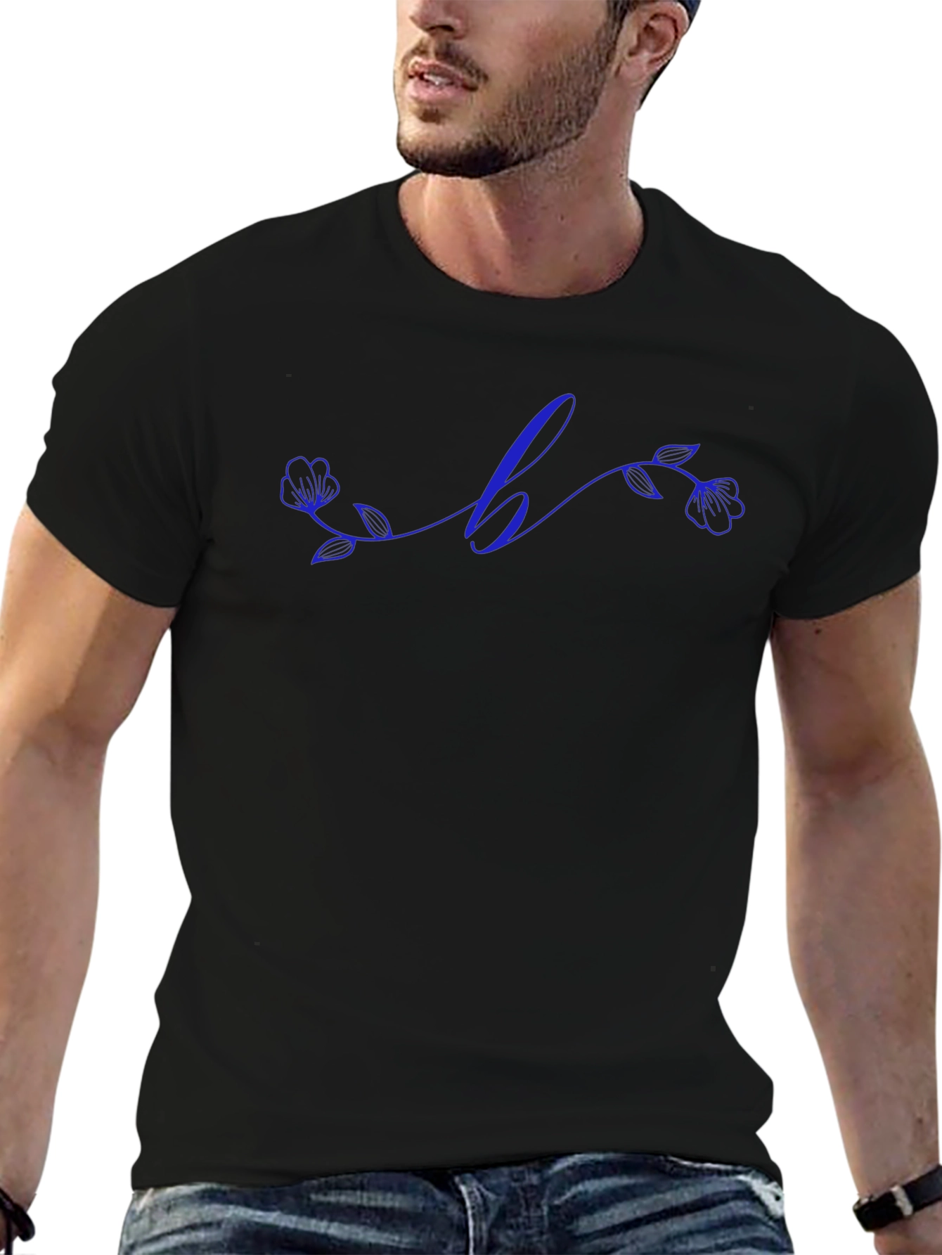 Floral Initial T-Shirt - Custom Letter Design