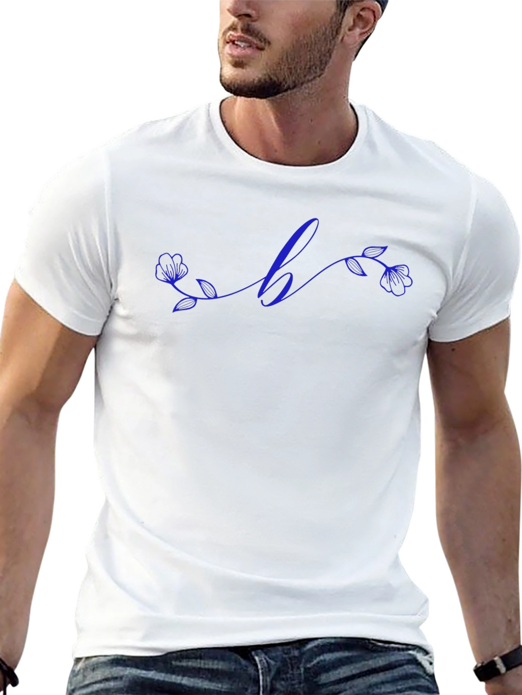 Floral Initial T-Shirt - Custom Letter Design