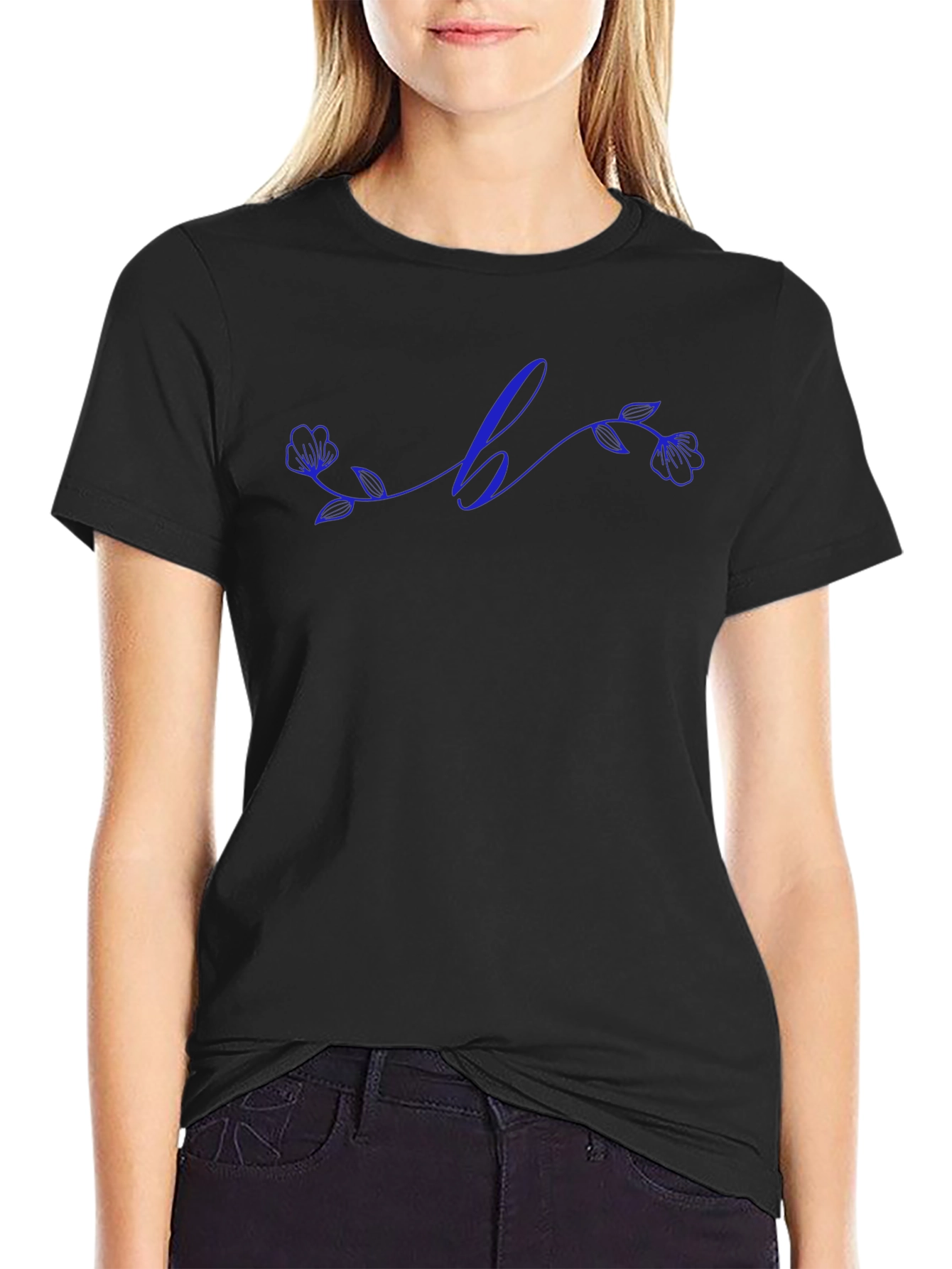 Floral Initial T-Shirt - Custom Letter Design