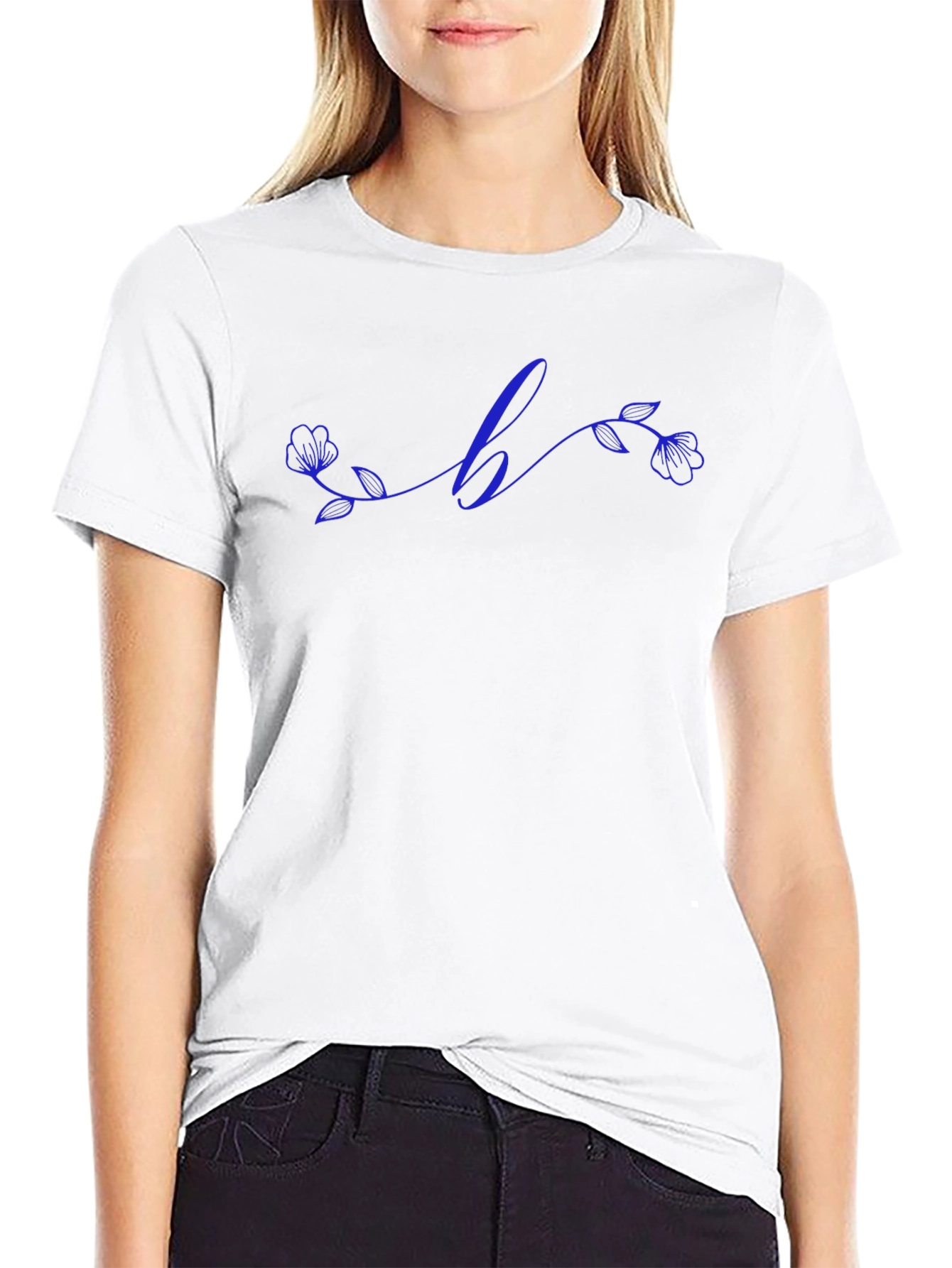 Floral Initial T-Shirt - Custom Letter Design