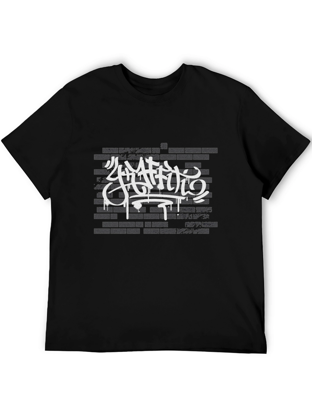 Graffiti Art Brick Wall Print Black T-Shirt
