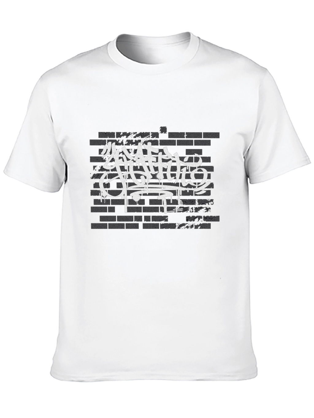 Graffiti Art Brick Wall Print Black T-Shirt