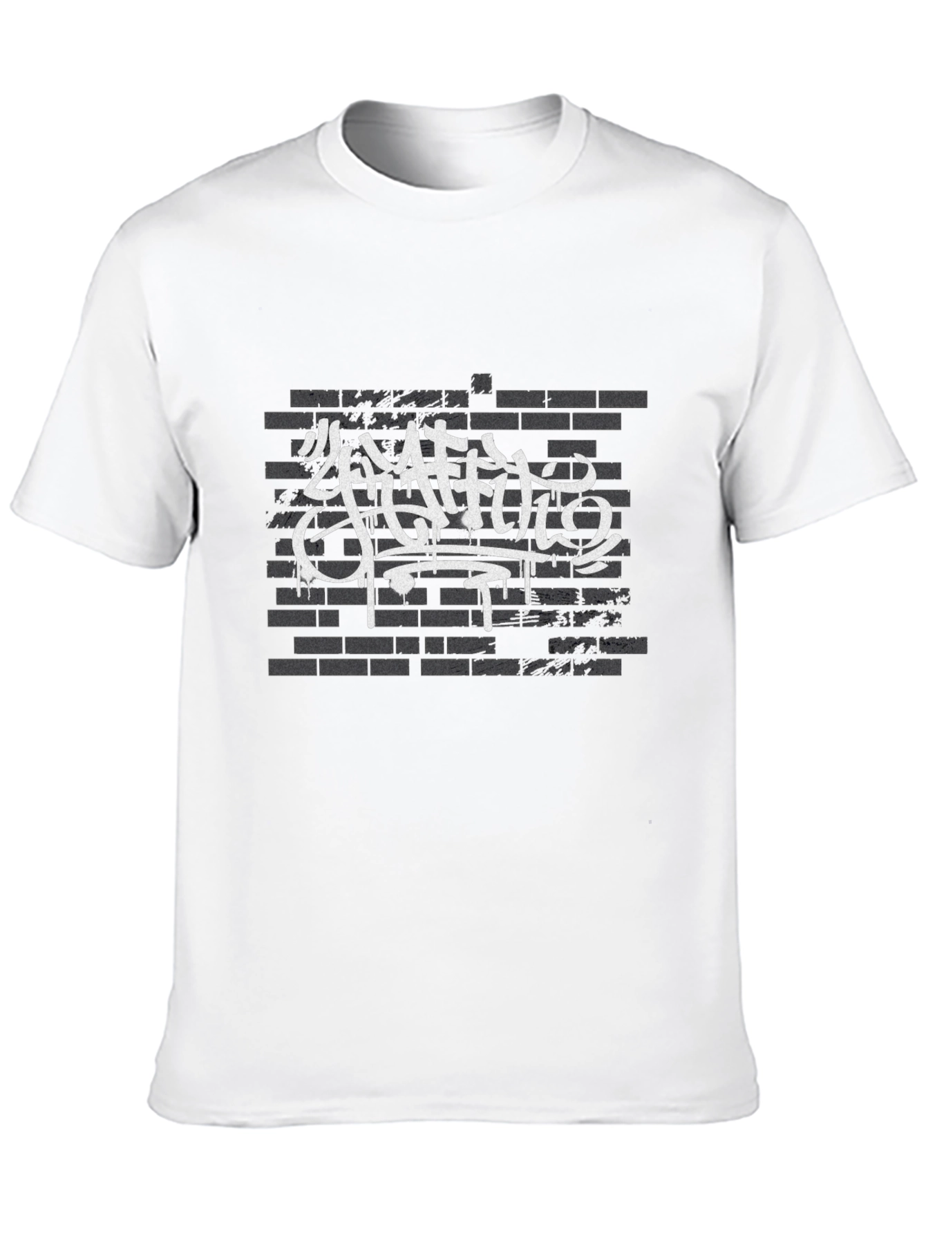 Graffiti Art Brick Wall Print Black T-Shirt