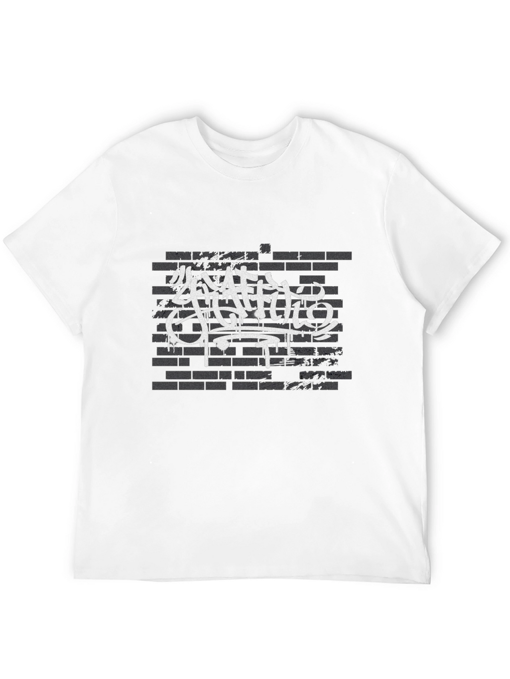 Graffiti Art Brick Wall Print Black T-Shirt