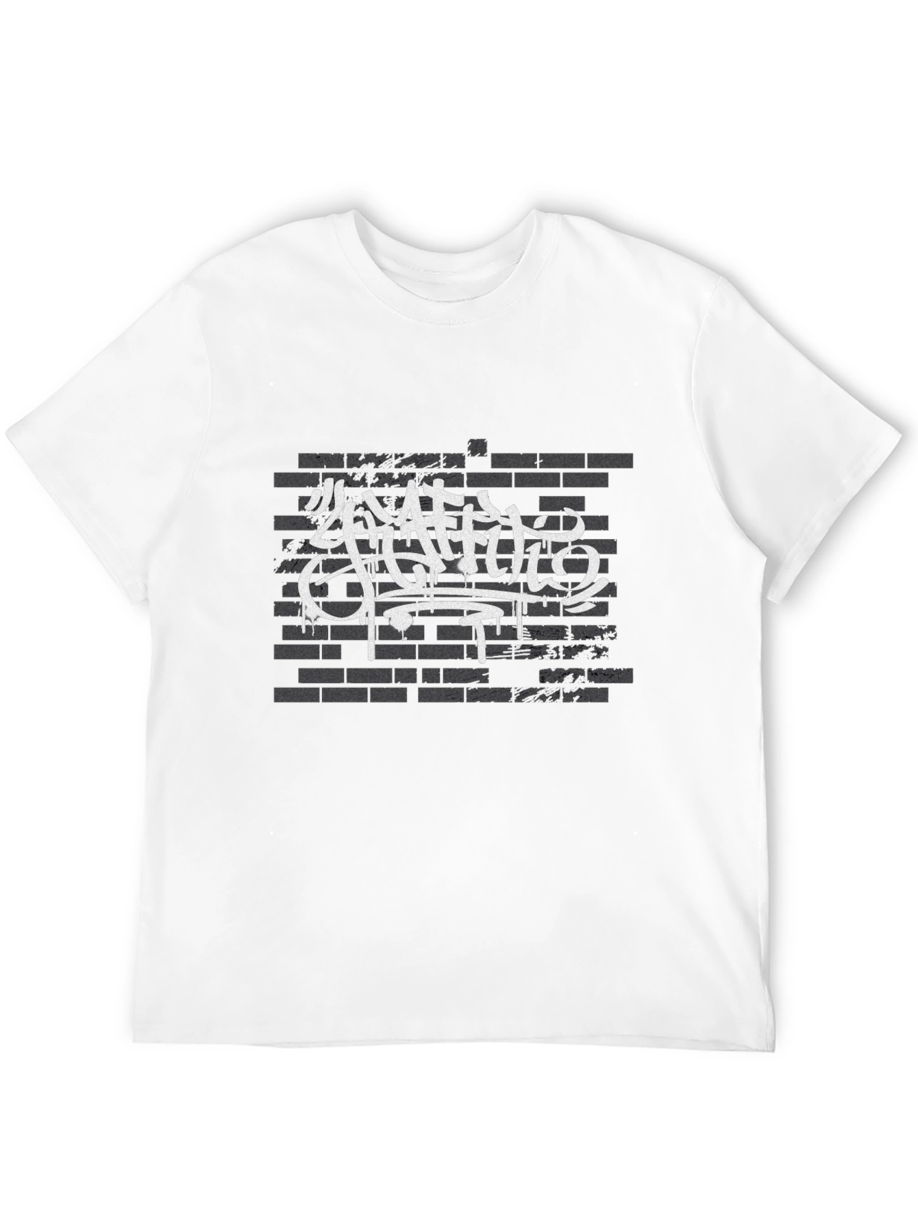Graffiti Art Brick Wall Print Black T-Shirt