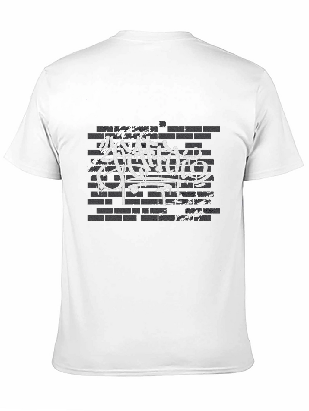 Graffiti Art Brick Wall Print Black T-Shirt