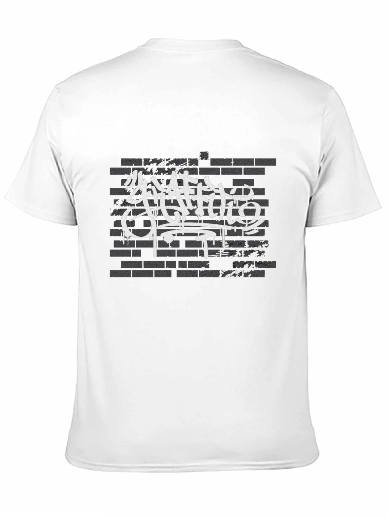 Graffiti Art Brick Wall Print Black T-Shirt
