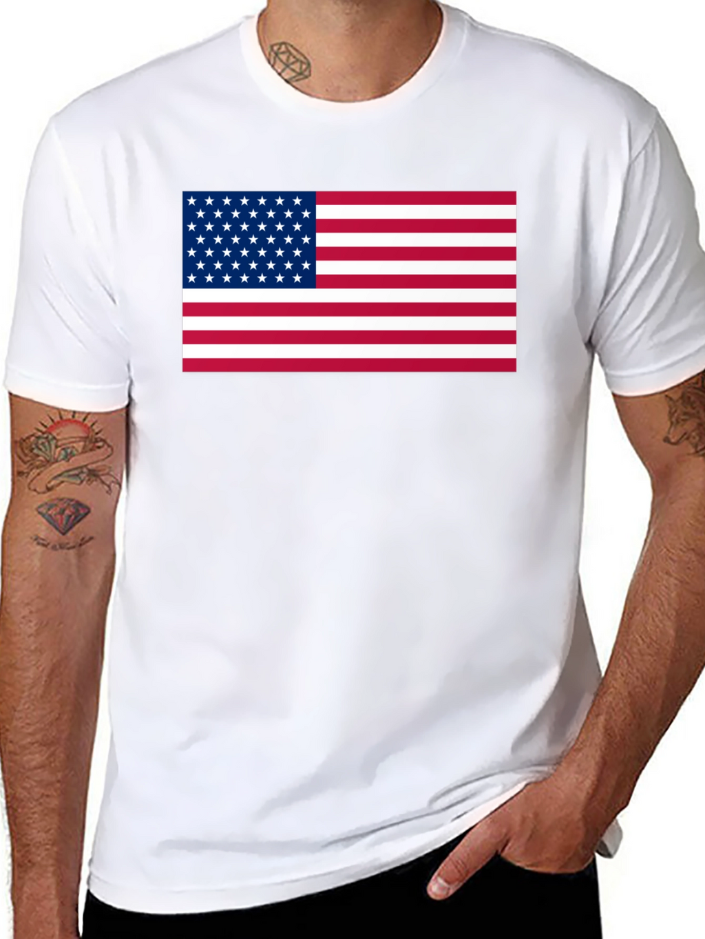 USA Flag Graphic Print Black T-Shirt