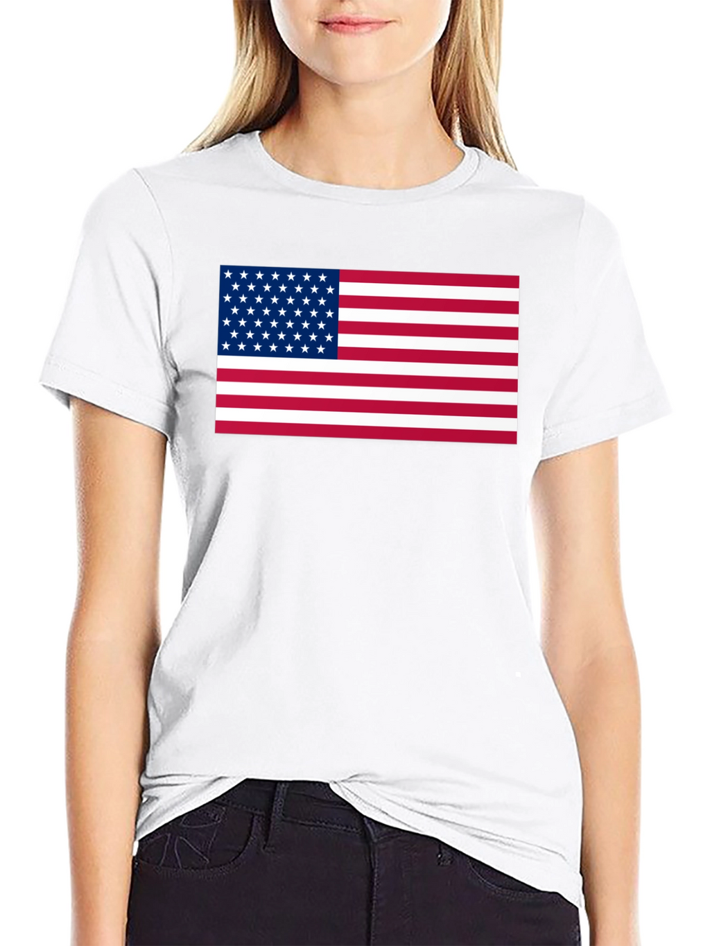 USA Flag Graphic Print Black T-Shirt