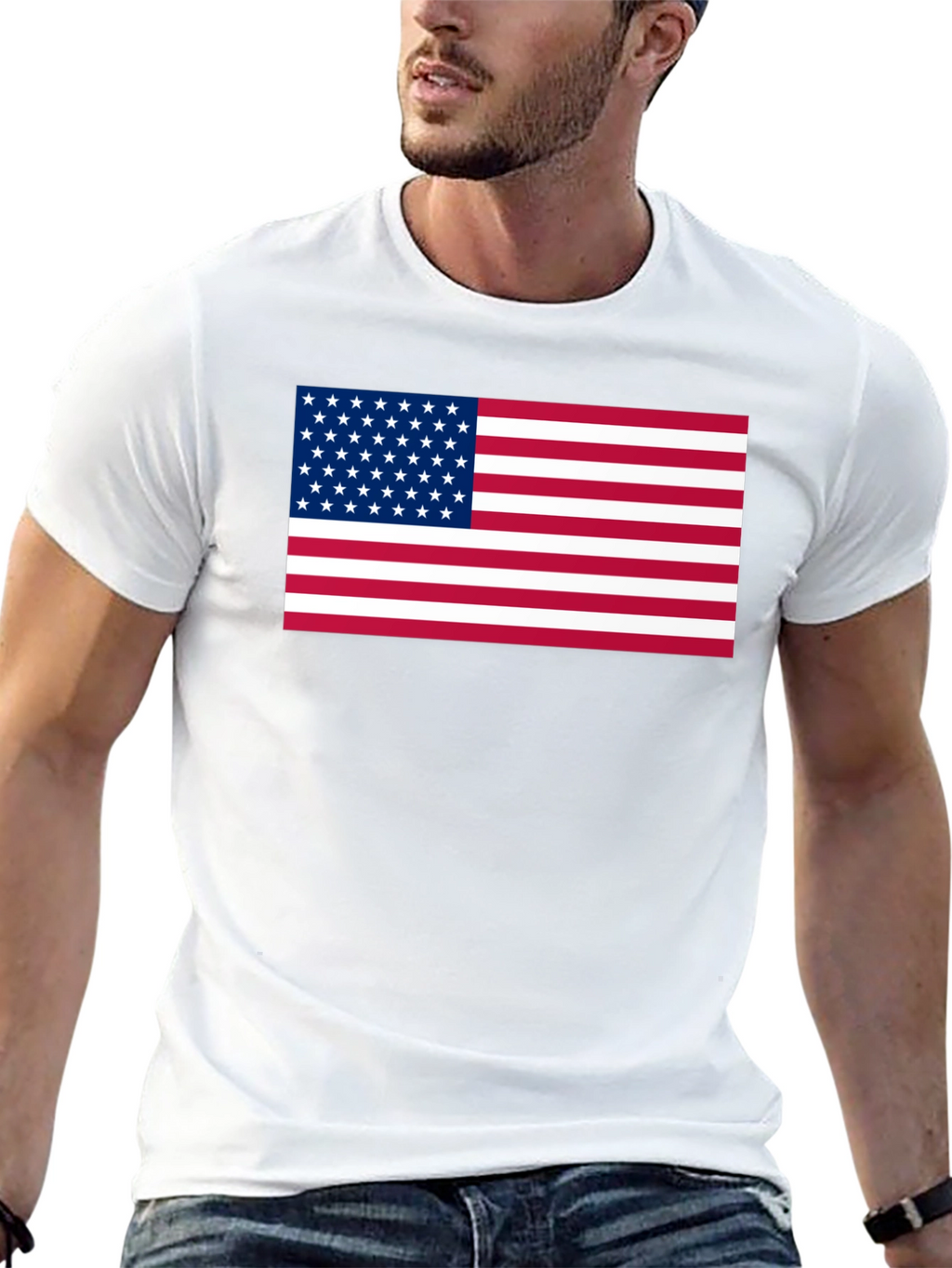 USA Flag Graphic Print Black T-Shirt