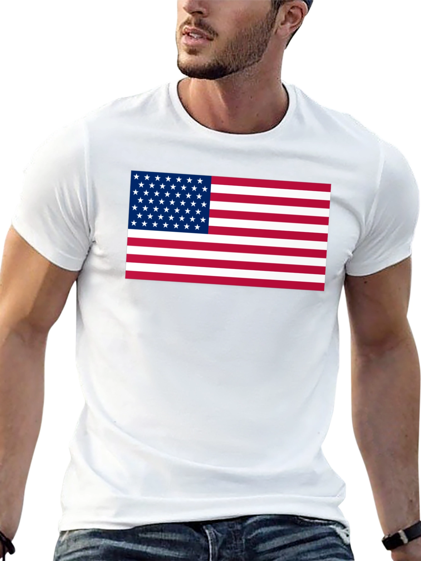 USA Flag Graphic Print Black T-Shirt