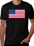 USA Flag Graphic Print Black T-Shirt