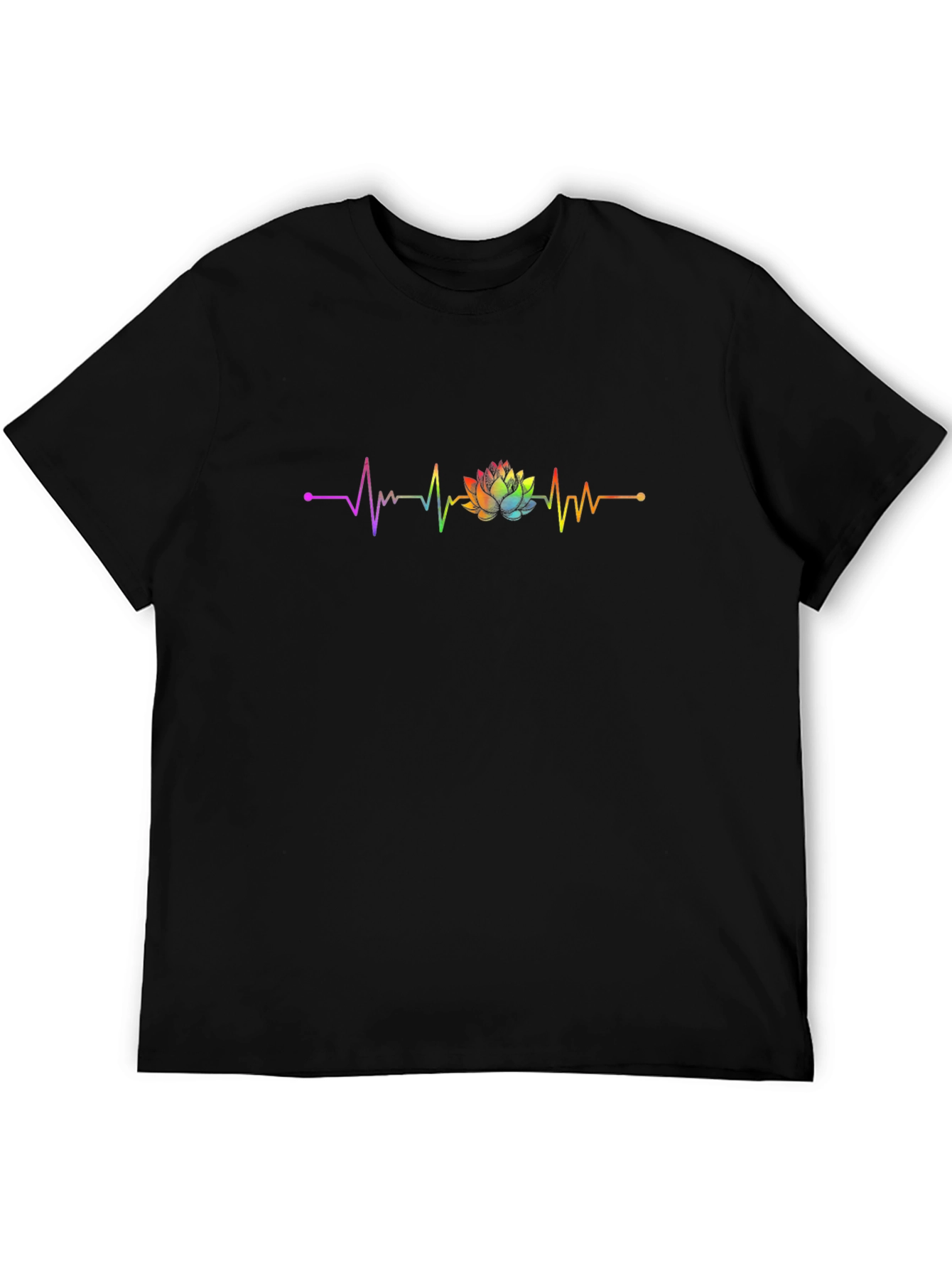Rainbow Lotus Heartbeat Graphic Tee
